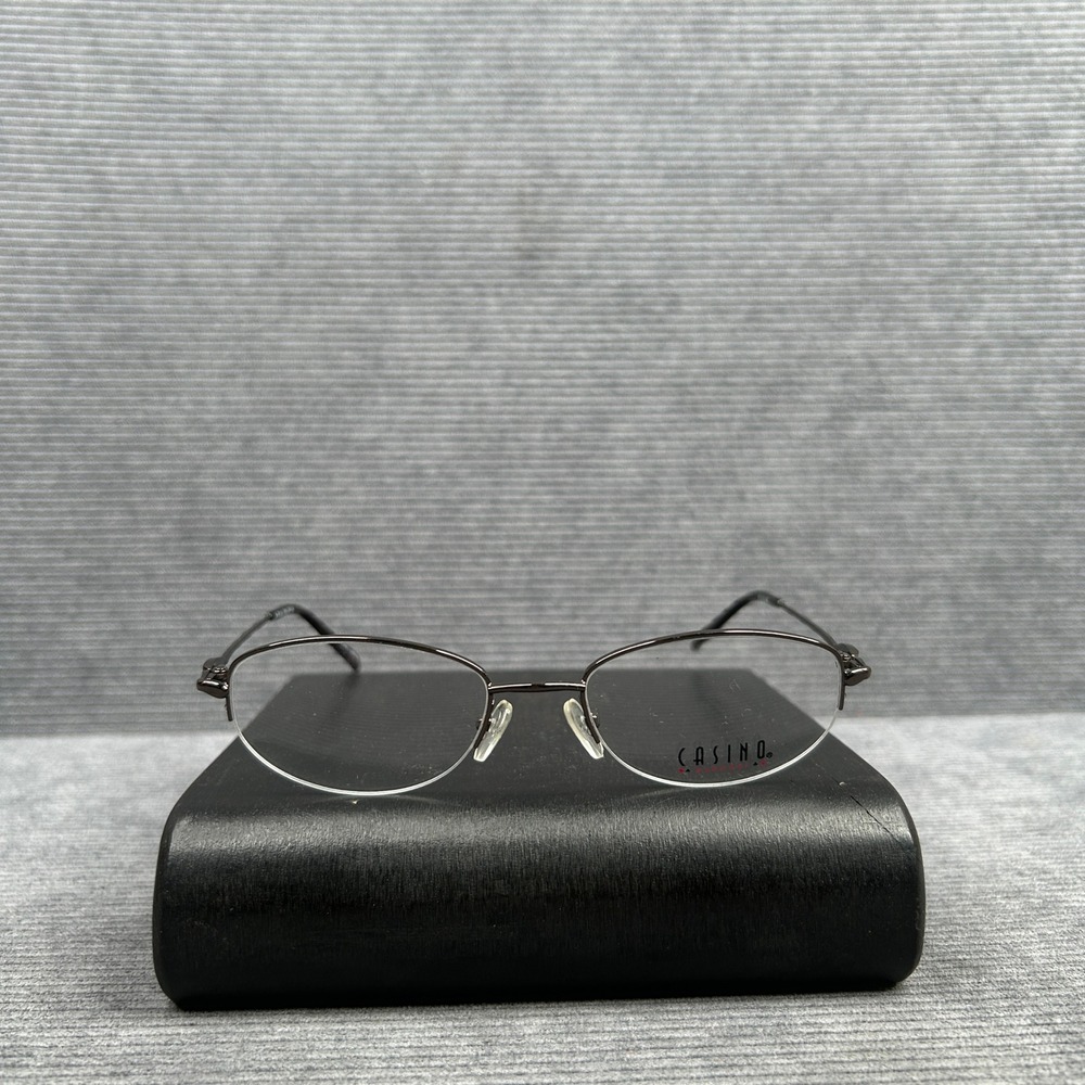Casino A-123 by I-Deal Optics Y2k Eyeglasses Oval Semi-Rimless Brown SBR